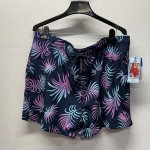 Kanu Surf Leaf Pattern Swim Shorts - Black&Pink men’s size 2X compression liner